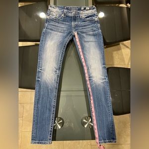Miss Me Women Medium Wash Embroidered Embellished Skinny Jeans - Size 25